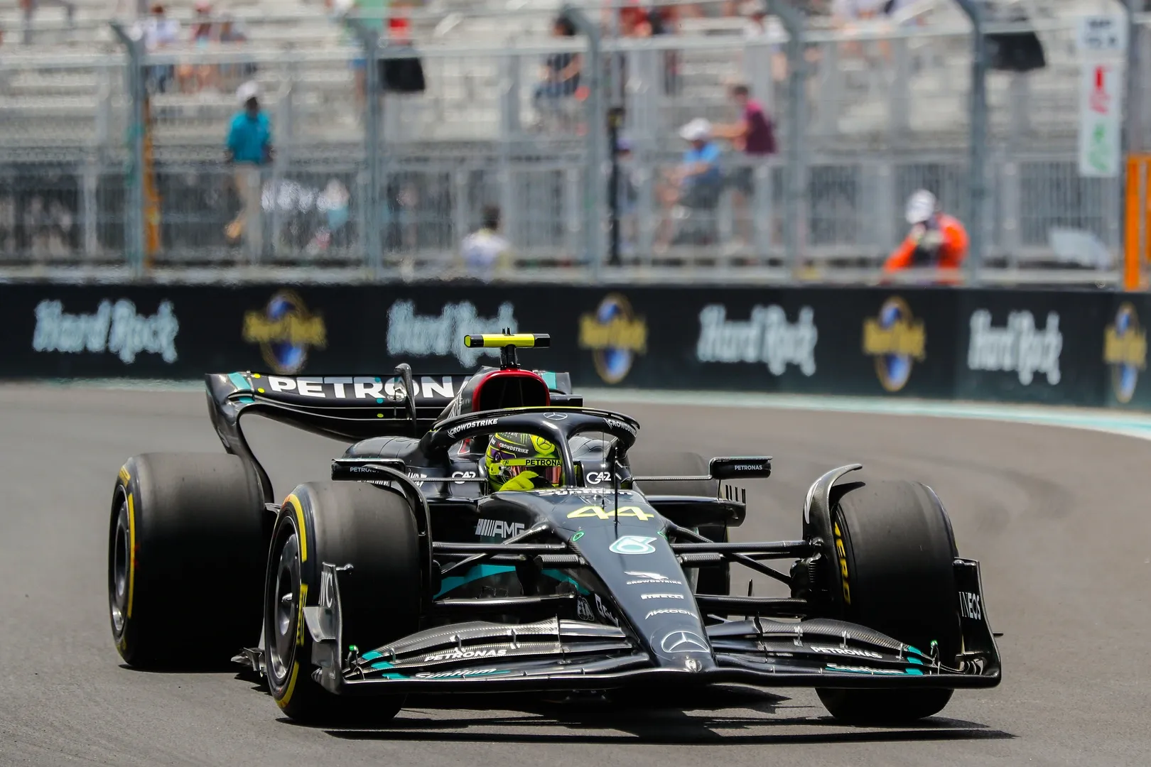 Lewis Hamilton during qualifying at the 2023 Miami Grand Prix