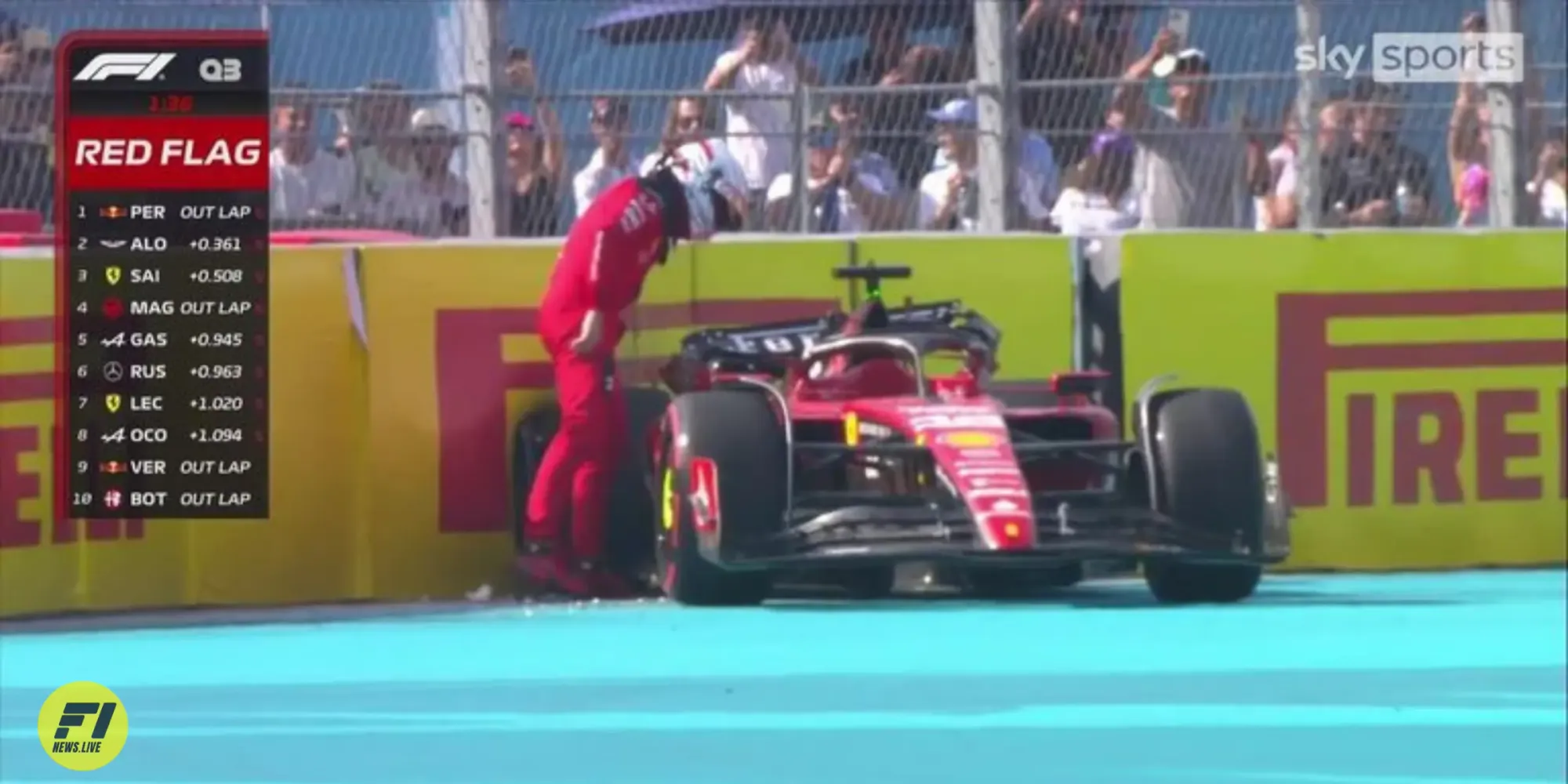 Charles Leclerc crashed on his last attempt in qualifying at the 2023 Miami Grand Prix